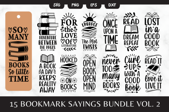 Download 15 Bookmark SVG | Book Lovers Sayings 2 - Bookmark Collection