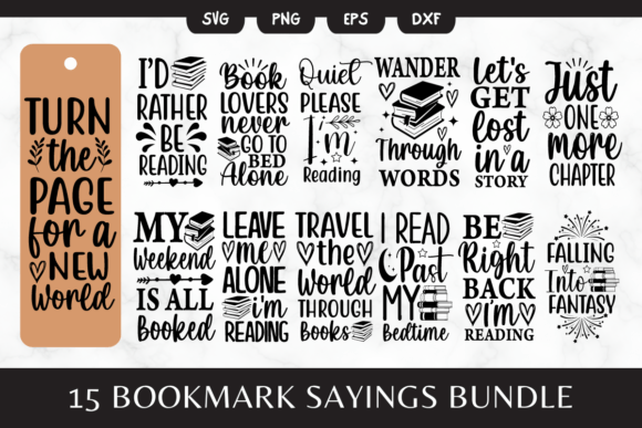 Download 15 Bookmark SVG | Book Lovers Sayings - Bookmark Collection