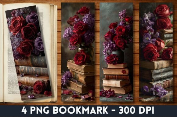 Download Dark Academia Rose &amp; Old Book Bookmark - Premium Bundle