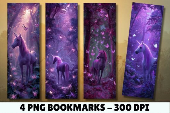 Download Purple Forest Butterfly Unicorn Bookmark - Bookmark Collection