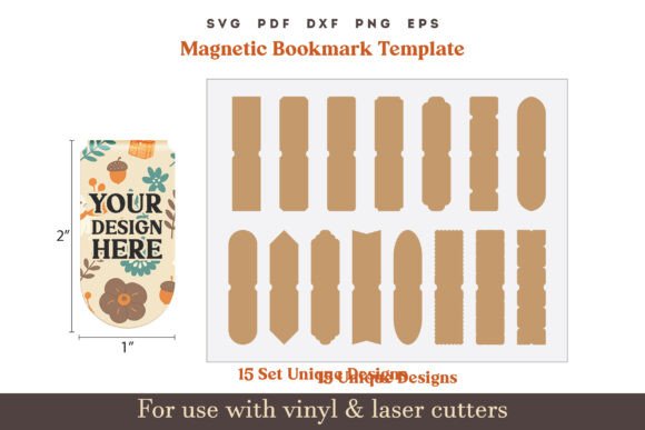 Download Magnetic Bookmark SVG PDF Template - Bookmark Collection