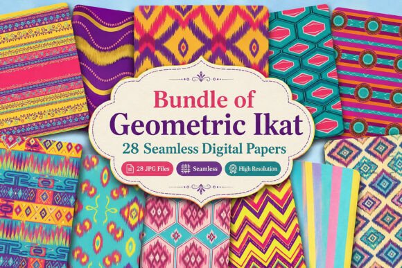 Download Bundle of Geometric Ikat Digital - Premium Resources